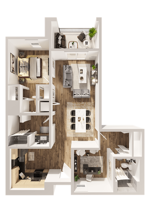 Floor plan for 2 beds, 2 baths, 1108 sqft
